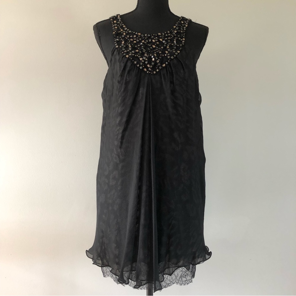 Women’s BCBG MaxAzria Anika Black Silk Tulle sparkle layered dress size 2